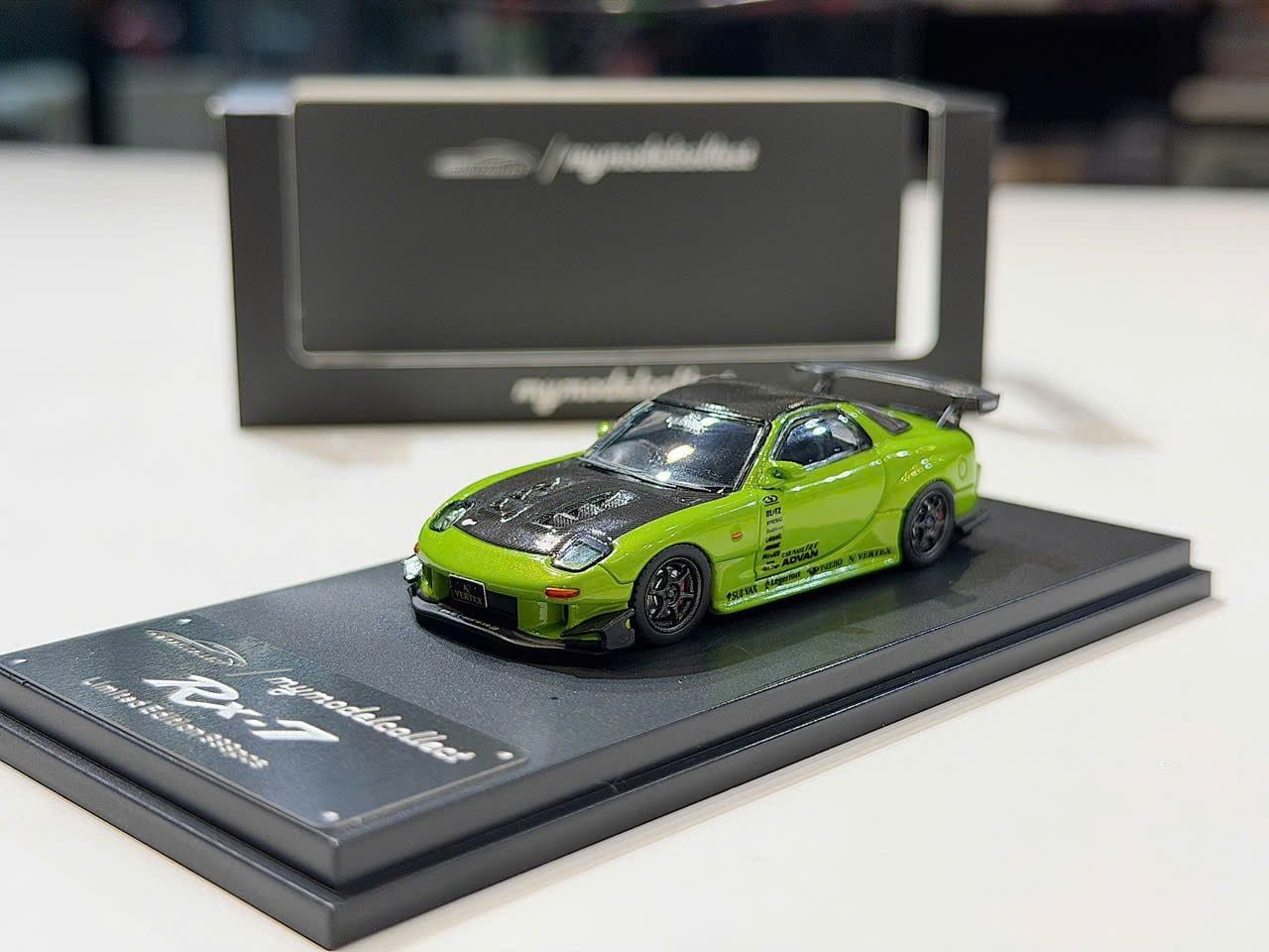 XE MÔ HÌNH MAZDA RX7 VERTEX GREEN LIVERY,TỶ LỆ 1/64 MY MODELCOLLECT