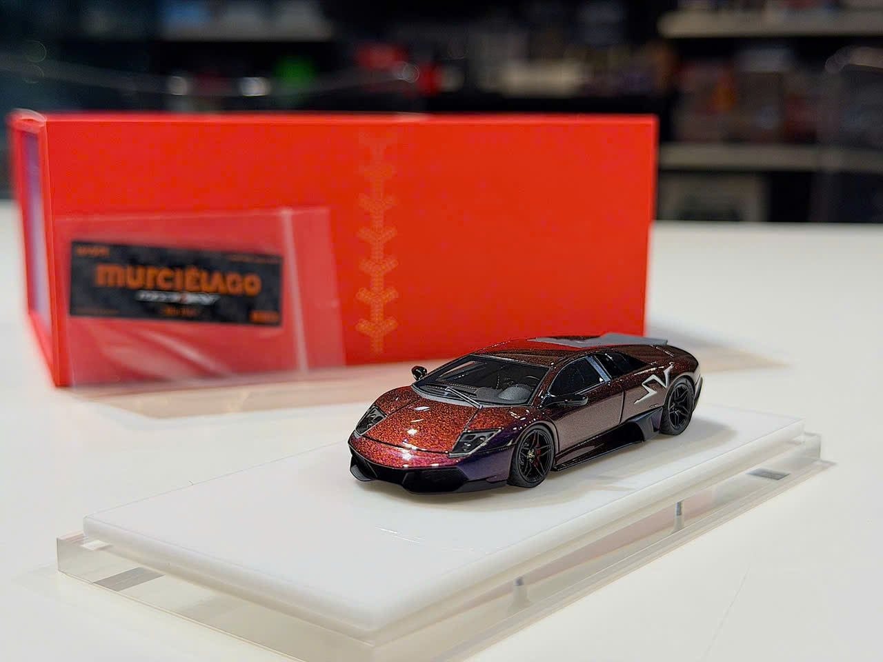 XE MÔ HÌNH LAMBORGHINI MURCIELAGO SV LP670-4 DUCKTAIL PURPLE CHAMELEON,TỶ LỆ 1/64 WAM