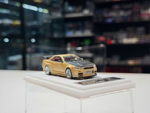  XE MÔ HÌNH HEC - NISSAN GT-R R34 SKYLINE GOLD,TỶ LỆ 1/64 DEMON KING 