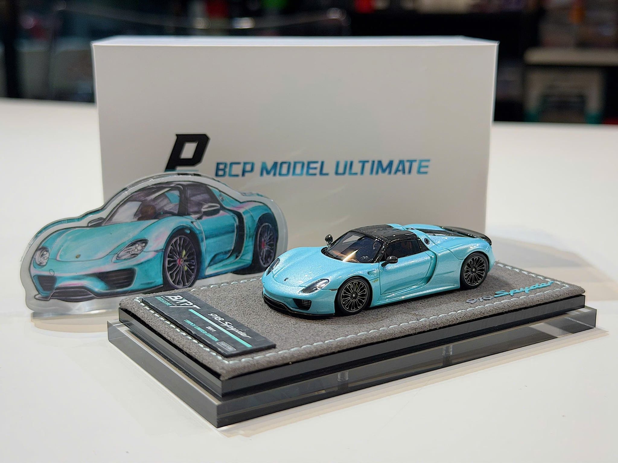 XE MÔ HÌNH PORSCHE 918 SPYDER TIFFANY,TỶ LỆ 1/64 BCP X BART