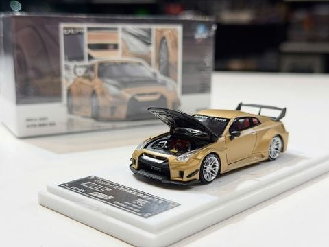  XE MÔ HÌNH HEC - NISSAN GT-R R35 LBWK GOLD,TỶ LỆ 1/64 DEMON KING 