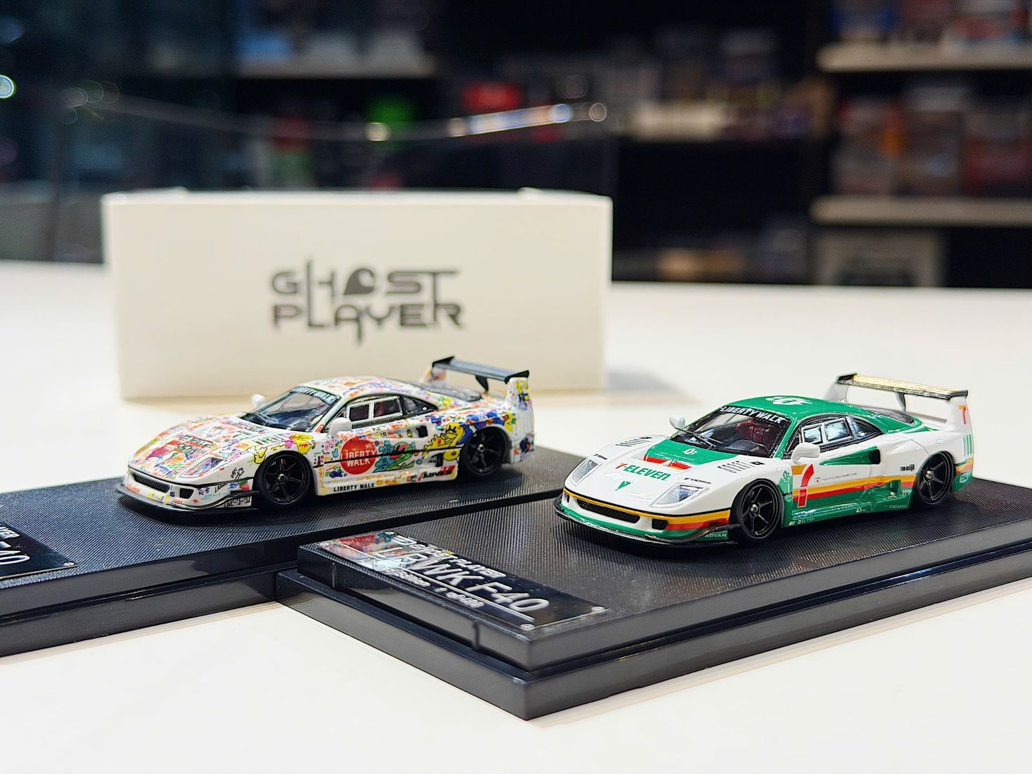 XE MÔ HÌNH FERRARI F40 LIBERTY WALK,TỶ LỆ 1/64 GHOST PLAYER
