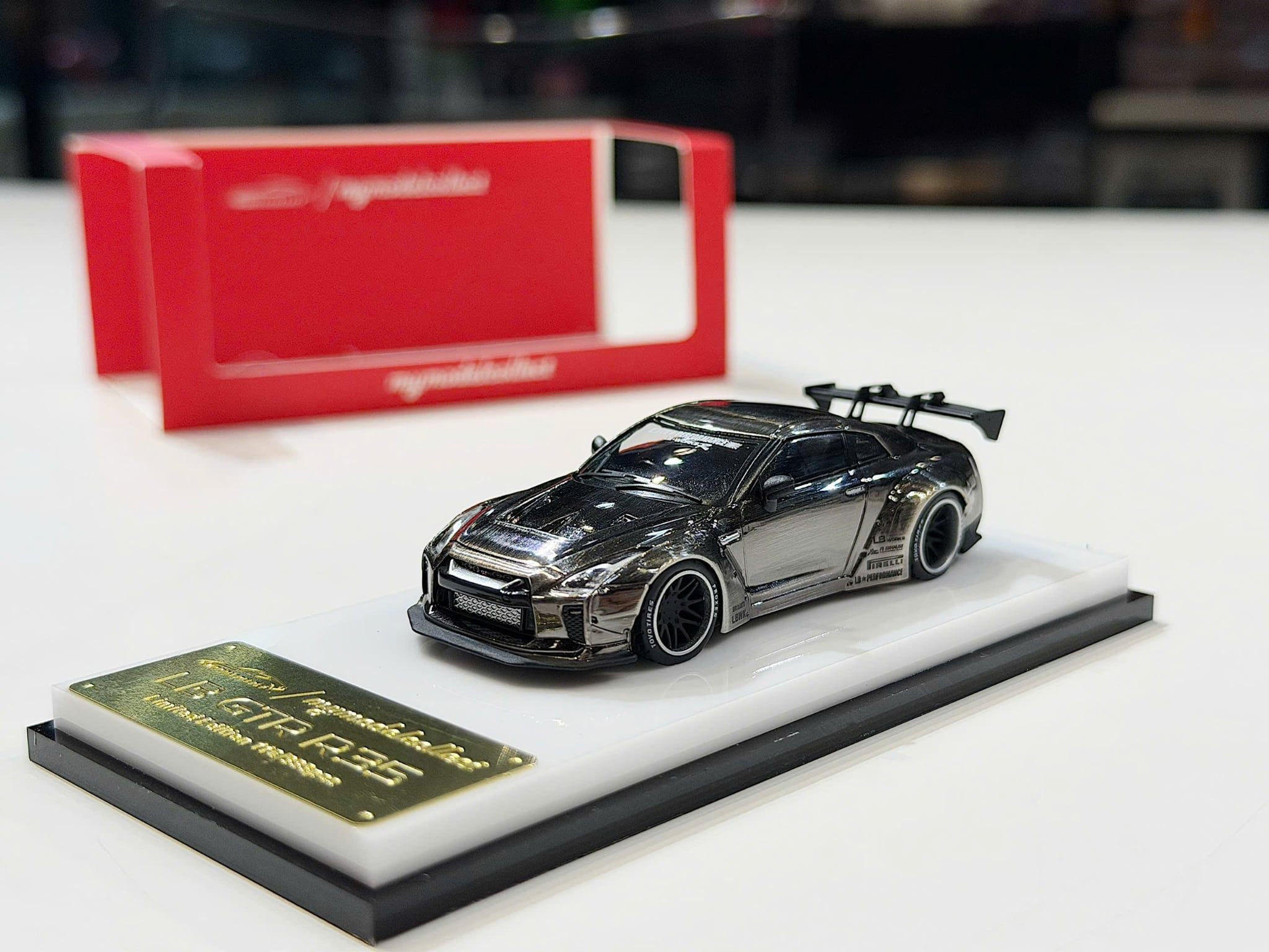XE MÔ HÌNH NISSAN GT-R R35 LBWK 1.5 CHROME,TỶ LỆ 1/64 MY MODELCOLLECT