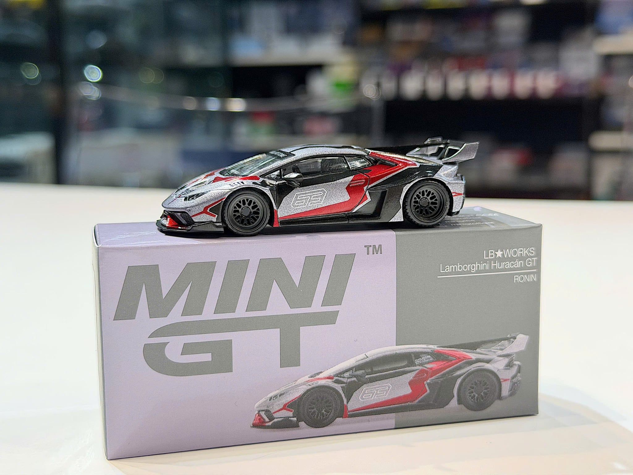 XE MÔ HÌNH LAMBORGHINI HURACAN LB-WORKS GT ROWIN,TỶ LỆ 1/64 MINIGT (MGT01177)
