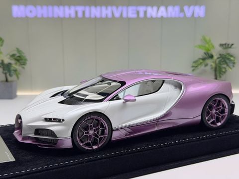  XE MÔ HÌNH BUGATTI TOURBILLON METALLIC PINK / PEARL WHITE,TỶ LỆ 1/18 HENSON HEAVEN 
