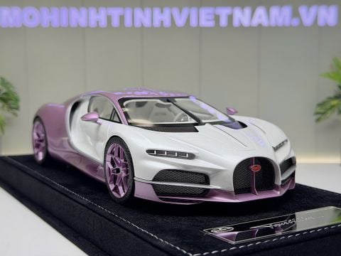  XE MÔ HÌNH BUGATTI TOURBILLON METALLIC PINK / PEARL WHITE,TỶ LỆ 1/18 HENSON HEAVEN 