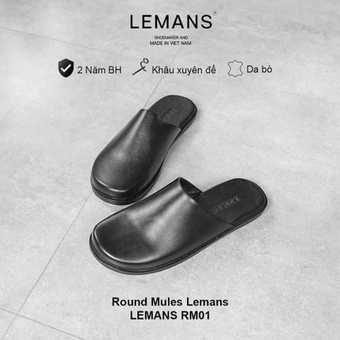  Giày Sục Round Mules Lemans - RM01 da bò, đế cao su có mùi thơm, thiết kế sục trẻ trung chính hãng, Bảo hành 12 tháng 
