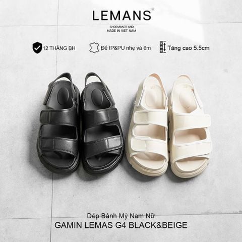  Dép Sục Bánh Mì Tăng Chiều Cao Nam Nữ GAMIN LEMANS G4 - Black & Beige - BH 06T 