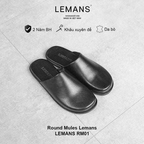  Giày Sục Round Mules Lemans - RM01 da bò, đế cao su có mùi thơm, thiết kế sục trẻ trung chính hãng, Bảo hành 12 tháng 