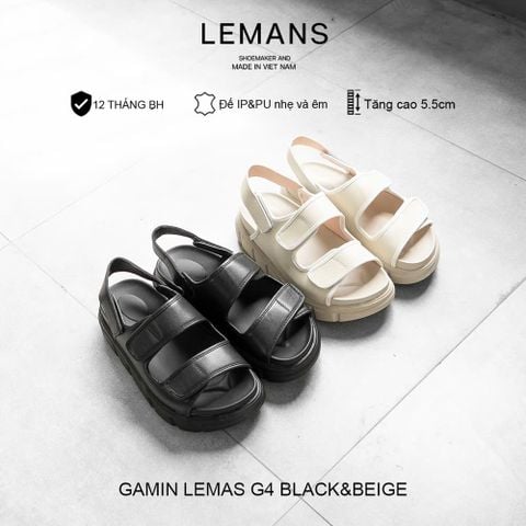  Dép Sục Bánh Mì Tăng Chiều Cao Nam Nữ GAMIN LEMANS G4 - Black & Beige - BH 06T 