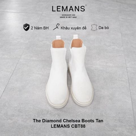  Giày da lộn Chelsea Boot LEMANS CBT88 đế đúc cao su màu Tan cao 4cm, BH 12T 