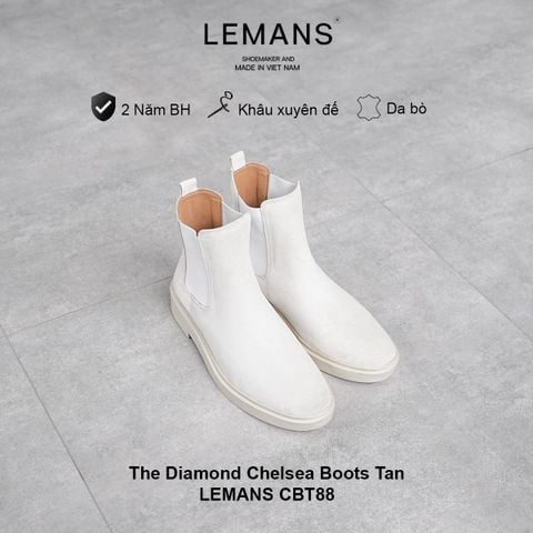  Giày da lộn Chelsea Boot LEMANS CBT88 đế đúc cao su màu Tan cao 4cm, BH 12T 
