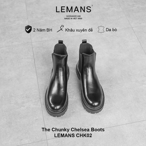  Giày da bò The Classic Chunky Chelsea Boots LeMans CHK02, bảo hành 24 tháng 