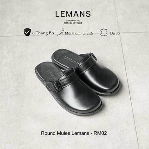  Giày Sục Round Mules Lemans - RM02 da bò, đế cao su có mùi thơm, thiết kế sục trẻ trung chính hãng, Bảo hành 12 tháng 