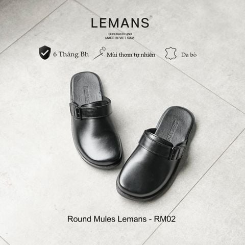  Giày Sục Round Mules Lemans - RM02 da bò, đế cao su có mùi thơm, thiết kế sục trẻ trung chính hãng, Bảo hành 12 tháng 