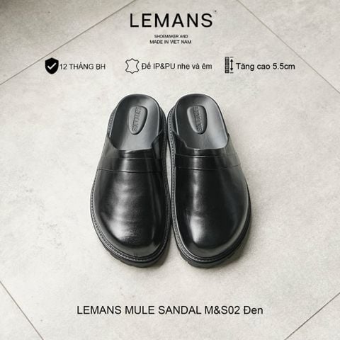  Dép Sục da bò LEMANS MULE SANDAL M&S02 - Đen và Nâu Tây đế thơm 2 lớp cao 5.5cm BH 12T 