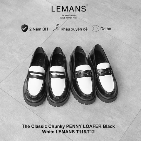  The Classic Chunky PENNY LOAFER Black White LEMANS 02 Phiên Bản 