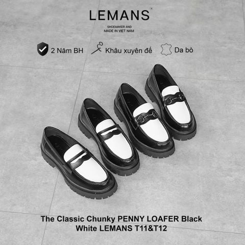  The Classic Chunky PENNY LOAFER Black White LEMANS 02 Phiên Bản 