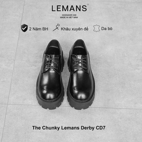  The Chunky Lemans Derby da bò nguyên tấm đế chunky cao 7cm khâu đế Bảo hành chính hãng 24 tháng 