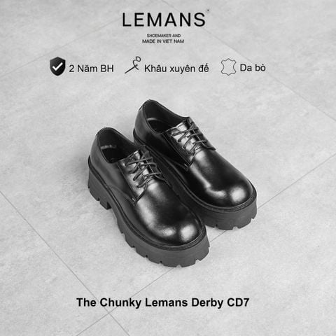  The Chunky Lemans Derby da bò nguyên tấm đế chunky cao 7cm khâu đế Bảo hành chính hãng 24 tháng 