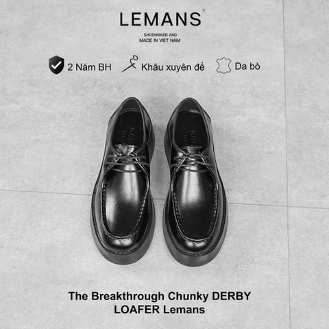  The Breakthrough DERBY khâu tay Lemans - BST độc quyền, đế cao 6cm Cao su nguyên khối Da bò BH 24T 