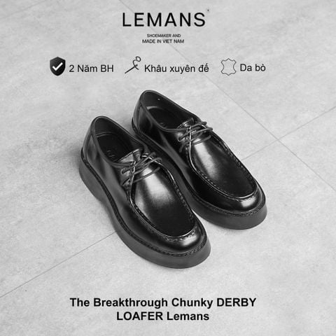  The Breakthrough DERBY khâu tay Lemans - BST độc quyền, đế cao 6cm Cao su nguyên khối Da bò BH 24T 