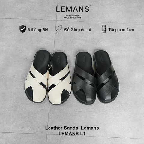  Dép quai đan hở mũi Leather Sandals LEMANS L1 mũ thoáng khí, đế cao su BH 6T 