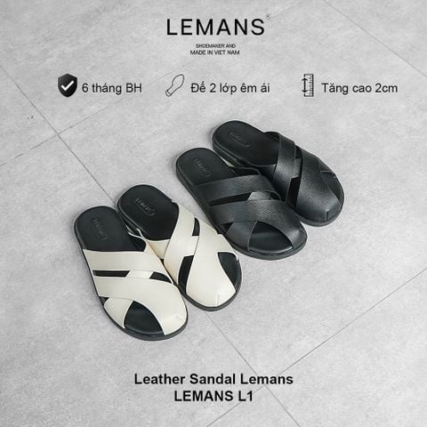  Dép quai đan hở mũi Leather Sandals LEMANS L1 mũ thoáng khí, đế cao su BH 6T 