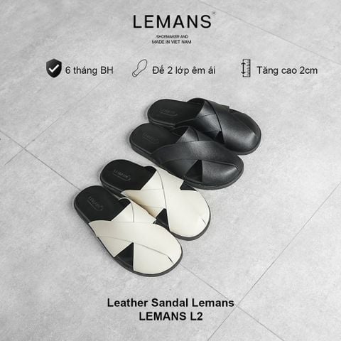  Dép quai đan hở mũi Leather Sandals LEMANS L2 mũ thoáng khí, đế cao su BH 6T 