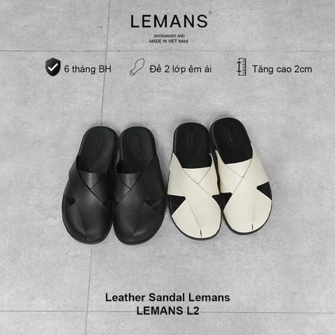  Dép quai đan hở mũi Leather Sandals LEMANS L2 mũ thoáng khí, đế cao su BH 6T 
