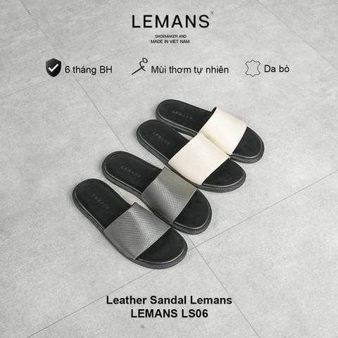  Dép quai ngang da bò in vân da rắn LEMANS - LS06, đế cao su có mùi thơm, thiết kế quai da 3 lớp trẻ trung chính hãng, Bảo hành 06T 