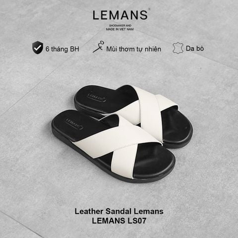  Dép quai ngang da bò in vân da rắn LEMANS - LS07, đế cao su có mùi thơm, thiết kế quai da 3 lớp trẻ trung chính hãng, Bảo hành 06T 