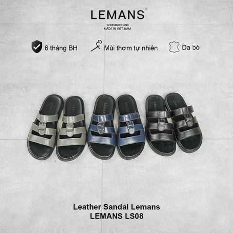  Dép quai đan da bò LEMANS - LS08, đế cao su có mùi thơm, thiết kế quai da 3 lớp trẻ trung chính hãng, Bảo hành 06 tháng 