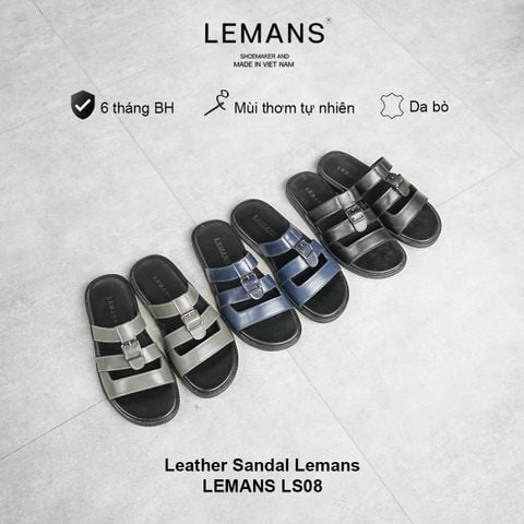  Dép quai đan da bò LEMANS - LS08, đế cao su có mùi thơm, thiết kế quai da 3 lớp trẻ trung chính hãng, Bảo hành 06 tháng 