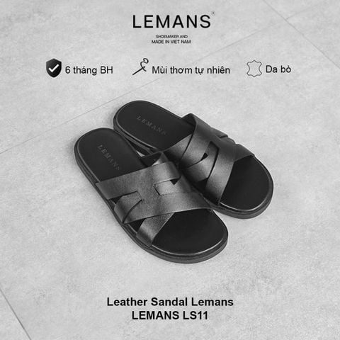  Dép quai đan da bò LEMANS - LS11, đế cao su có mùi thơm, thiết kế quai da 3 lớp trẻ trung chính hãng, BH 06 tháng 