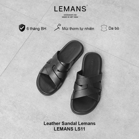  Dép quai đan da bò LEMANS - LS11, đế cao su có mùi thơm, thiết kế quai da 3 lớp trẻ trung chính hãng, BH 06 tháng 