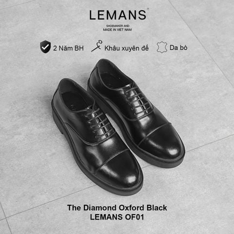 Giày Oxford Black LEMANS, đế tan hạt kim cương tăng cao 4cm khuôn độc quyền Bảo hành chính hãng 24 tháng 