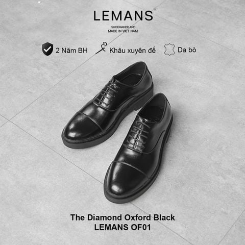  Giày Oxford Black LEMANS, đế tan hạt kim cương tăng cao 4cm khuôn độc quyền Bảo hành chính hãng 24 tháng 