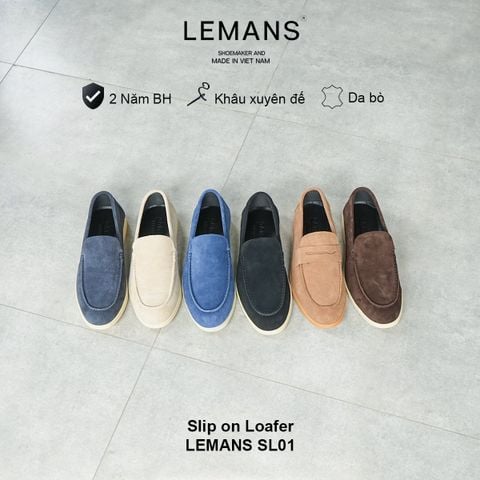  Giày lười Slip on Loafer Lemans SL01 - da bò lộn 