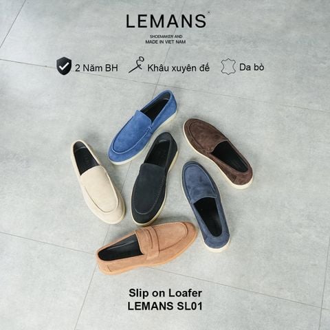  Giày lười Slip on Loafer Lemans SL01 - da bò lộn 