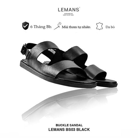  Dép Sandal Lemans BS03 da bò, đế cao su có mùi thơm, thiết kế mũ quai đế trẻ trung chính hãng, Bảo hành 06 tháng 