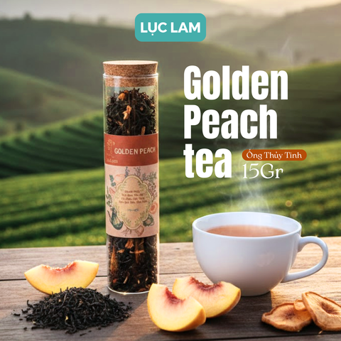  Trà Hoa Thảo Mộc Golden Peach - Ống Thủy Tinh Nút Bần 15g 