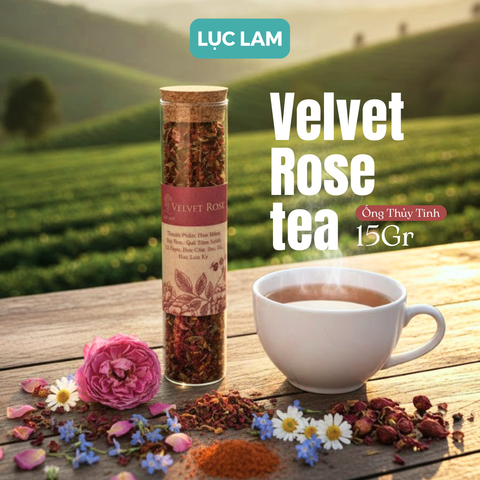  Trà Hoa Thảo Mộc Velvet Rose - Ống Thủy Tinh Nút Bần 15g 