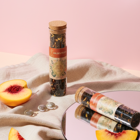  Trà Hoa Thảo Mộc Golden Peach - Ống Thủy Tinh Nút Bần 15g 