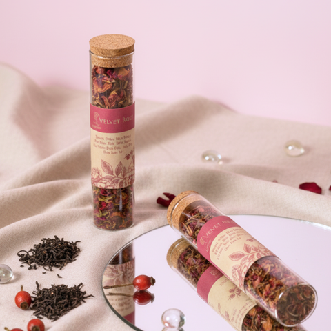  Trà Hoa Thảo Mộc Velvet Rose - Ống Thủy Tinh Nút Bần 15g 
