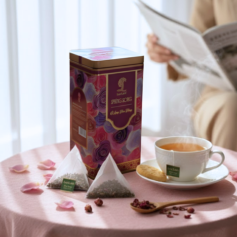  Spring Song - Trà OoLong Hoa Hồng - Hộp Thiếc Vuông Cao 