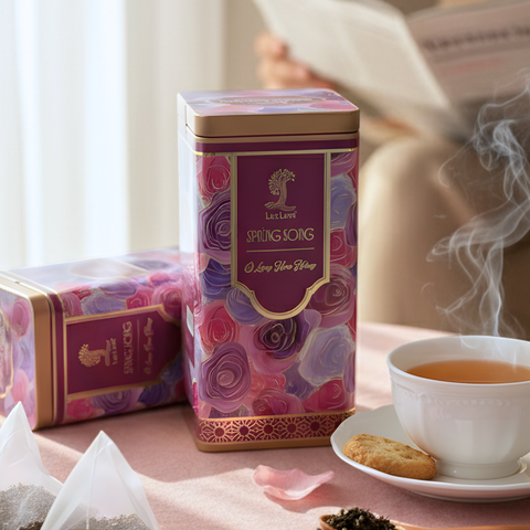  Spring Song - Trà OoLong Hoa Hồng - Hộp Thiếc Vuông Cao 