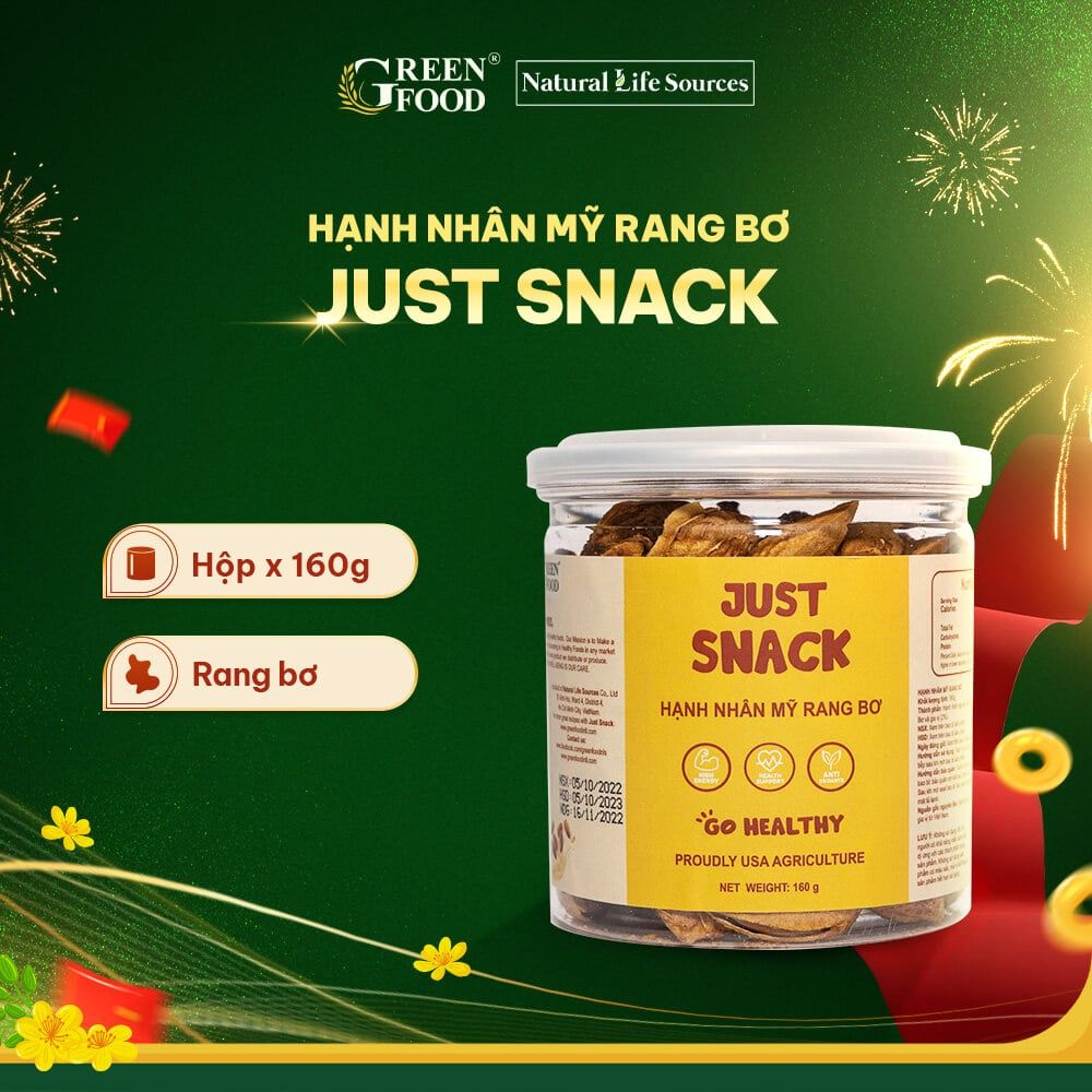  Hạnh Nhân Mỹ Rang Bơ Just Snack - 160g 