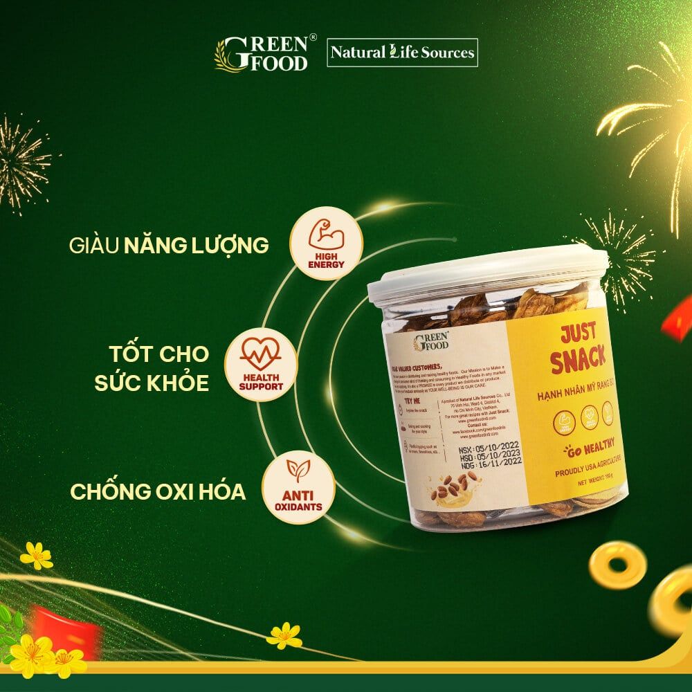  Hạnh Nhân Mỹ Rang Bơ Just Snack - 160g 