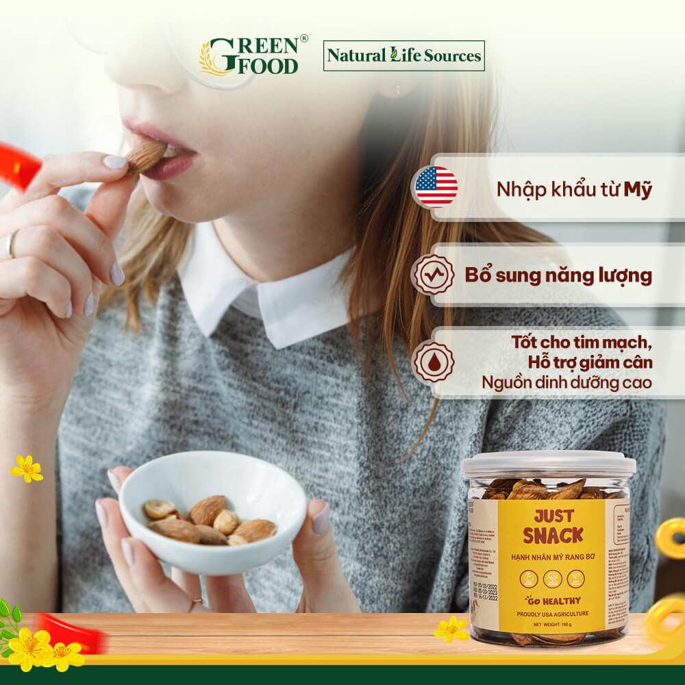  Hạnh Nhân Mỹ Rang Bơ Just Snack - 160g 